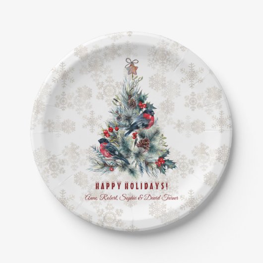 kerstboomvakantie wil monogram papieren bordje (Voorkant)