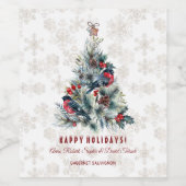 kerstboomvakantie wil monogram wijn etiket (Enkel label)