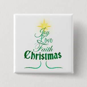 Kerstboomvakantie Word Art Vierkante Button 5,1 Cm