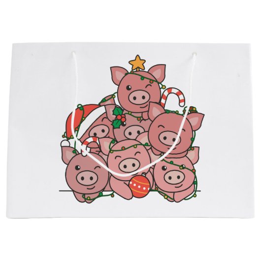 kerstboomvarken Funny Animal Kerstmis Grote Gi Groot Cadeauzakje (Voorkant)