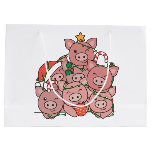 kerstboomvarken Funny Animal Kerstmis Grote Gi Groot Cadeauzakje (Achterkant)