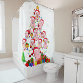 kerstboomvarken met kerstmis santa douchegordijn (In situ)