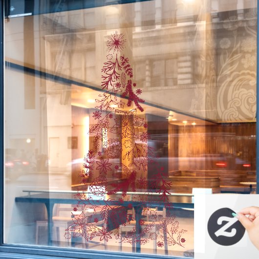 Kerstboomvensterdecalen vinyldecor raamsticker (Cafe Raam)