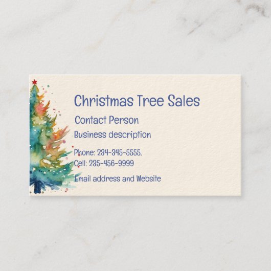 Kerstboomverkoop Visitekaartje (Voorkant)