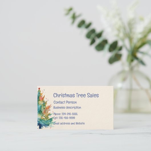 Kerstboomverkoop Visitekaartje (Staand voorkant)