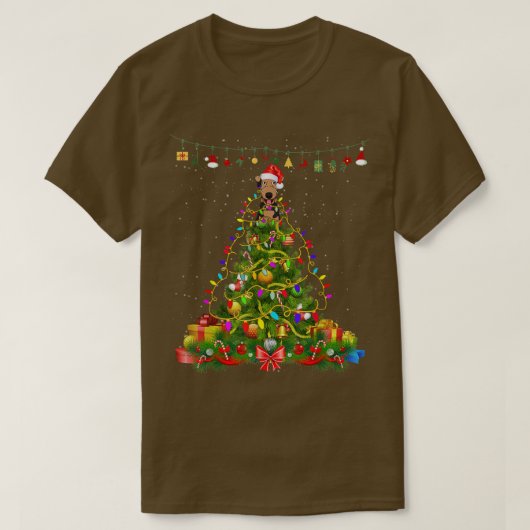 kerstboomverlichting Airedale Terrier Dog Gift Lo T-shirt (Design voorkant)