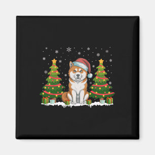 Kerstboomverlichting Akita Inu Dog Santa Hat Chris Magneet
