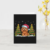 Kerstboomverlichting Apoo Dog Santa Hat Christmas Kaart (Gele Bloem)
