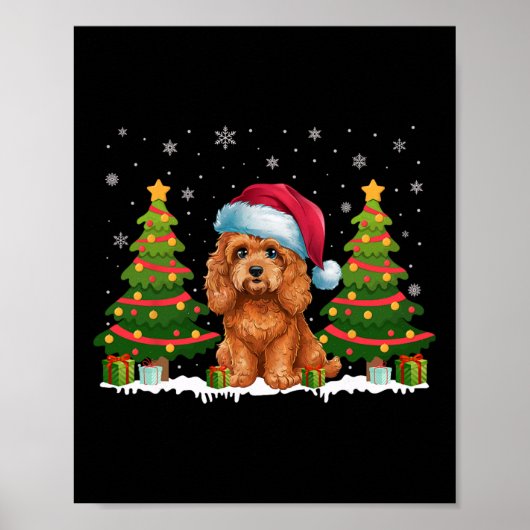 Kerstboomverlichting Apoo Dog Santa Hat Christmas Poster (Voorkant)