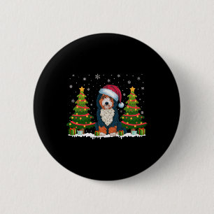 Kerstboomverlichting Bernedoodle Dog Santa Hat Chr Ronde Button 5,7 Cm