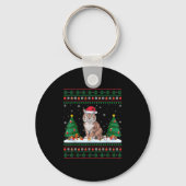 Kerstboomverlichting Bobcat Santa Ugly Xmas Sweat Sleutelhanger (Voorkant)