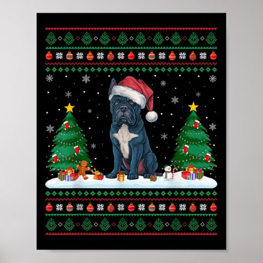 Kerstboomverlichting Cane Corso Dog Santa Ugly Xm Poster (Voorkant)