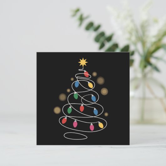 Kerstboomverlichting feestdagenkaart (Staand voorkant)
