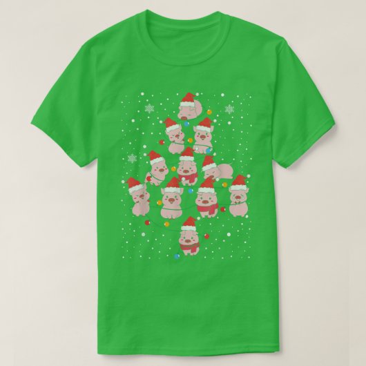 kerstboomverlichting Funny Pigs Xmas Mannen Wom T-shirt (Design voorkant)