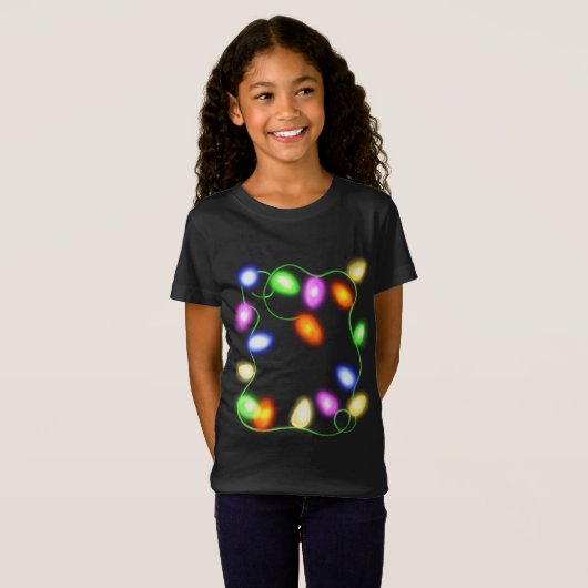 kerstboomverlichting gloeiend vluchtig grafisch t-shirt (Voorkant volledig)