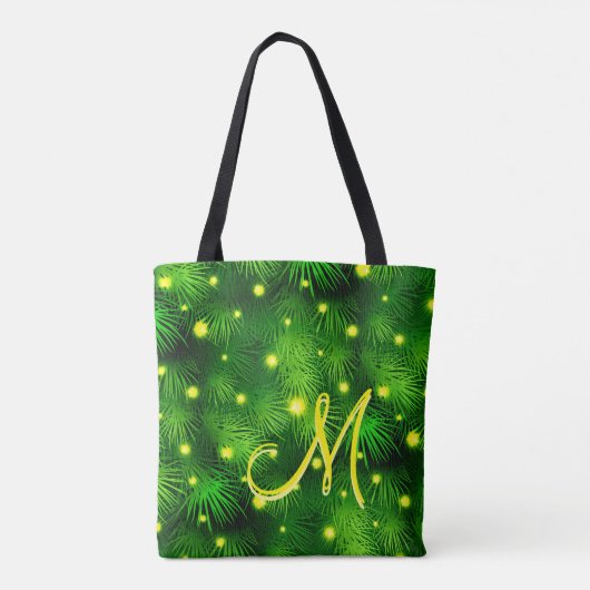 kerstboomverlichting Greenery Monogram Tote Bag (Achterkant)