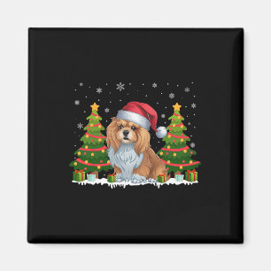 Kerstboomverlichting Lhasa Apso Dog Santa Hat Kers Magneet