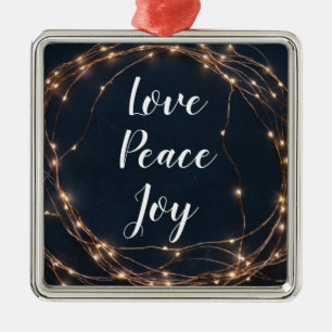 kerstboomverlichting Love Peace Joy Custom Text Metalen Ornament