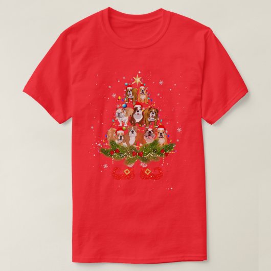 kerstboomverlichting met bulldog t-shirt (Design voorkant)