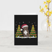 Kerstboomverlichting Pitbull Dog Santa Hat Christm Kaart (Gele Bloem)