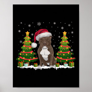 Kerstboomverlichting Pitbull Dog Santa Hat Christm Poster