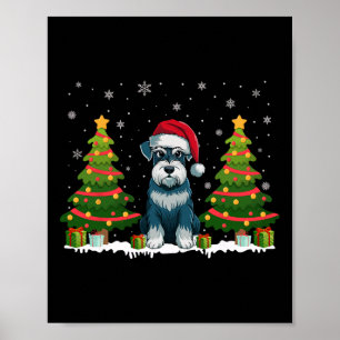 Kerstboomverlichting Schnauzer Dog Santa Hat Chris Poster
