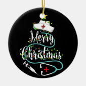 kerstboomverlichting Stethoscoop Keramisch Ornament (Voorkant)