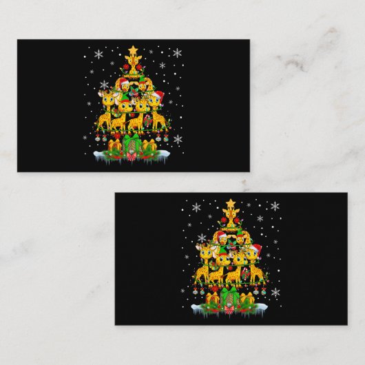 kerstboomverlichting voor Giraffes van Santa Reind Visitekaartje (Voorkant / Achterkant)
