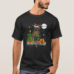kerstboomverlichting voor Santa Reindeer Rottweile T-shirt