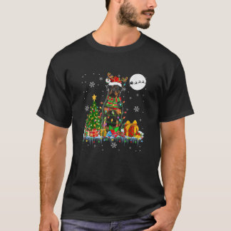 kerstboomverlichting voor Santa Reindeer Rottweile T-shirt