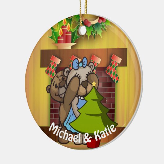 kerstboomverrassing keramisch ornament (Links)