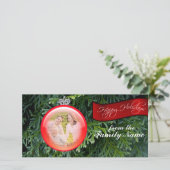 kerstboomversiering Aangepaste foto-sjabloon Feestdagenkaart (Staand voorkant)