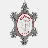 kerstboomversiering #baseball tin sneeuwvlok ornament (Links)