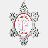 kerstboomversiering #baseball tin sneeuwvlok ornament (Rechts)