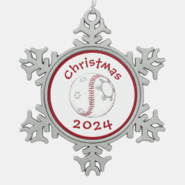 kerstboomversiering #baseball tin sneeuwvlok ornament