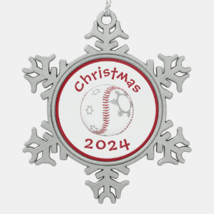 kerstboomversiering #baseball tin sneeuwvlok ornament