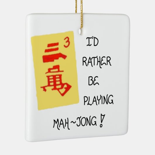 kerstboomversiering - Citaat over Mahjong Keramisch Ornament (Rechts)
