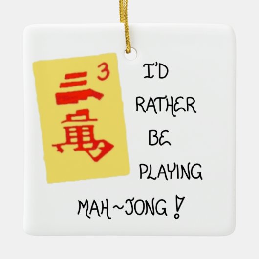 kerstboomversiering - Citaat over Mahjong Keramisch Ornament (Voorkant)