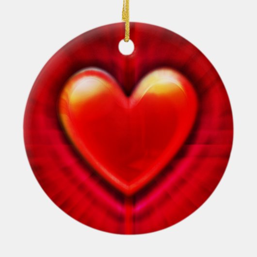 kerstboomversiering diep rood hart. keramisch ornament (Achterkant)
