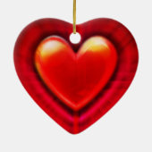 kerstboomversiering diep rood hart. keramisch ornament (Achterkant)