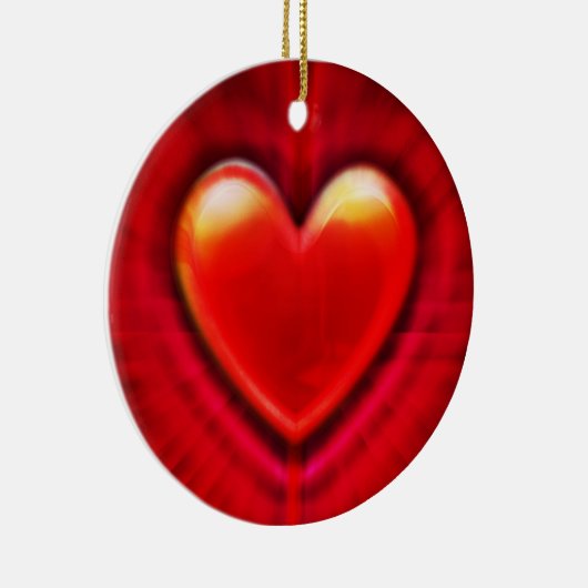 kerstboomversiering diep rood hart. keramisch ornament (Rechts)