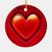 kerstboomversiering diep rood hart. keramisch ornament (Voorkant)