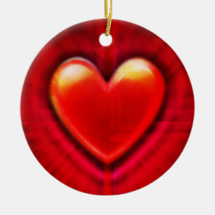 kerstboomversiering diep rood hart. keramisch ornament