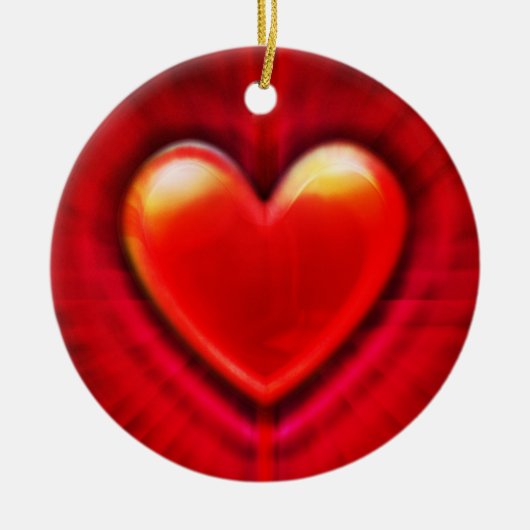kerstboomversiering diep rood hart. keramisch ornament (Voorkant)