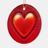 kerstboomversiering diep rood hart. keramisch ornament (Links)