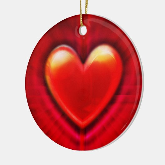 kerstboomversiering diep rood hart. keramisch ornament (Links)