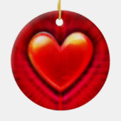 kerstboomversiering diep rood hart. keramisch ornament (Achterkant)