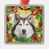 kerstboomversiering Dog Pet Cat Foto Sjabloon Metalen Ornament (Voorkant)