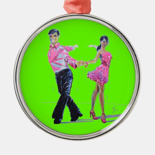 kerstboomversiering in ballroom Cha Cha Cha Metalen Ornament (Voorkant)
