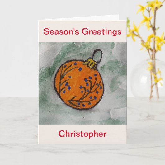 kerstboomversiering kaart (Gele Bloem)